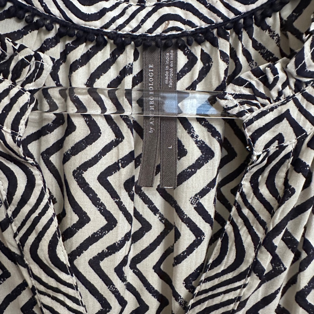 Anthropologie Black and White Geometric Penrose Tiered Dress - Picture 4 of 6
